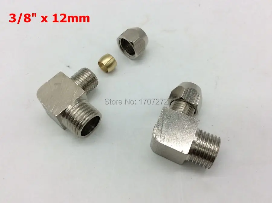 

free shipping copper fitting 3/8" x 12mm High Quality elbow Ferrule Tube Pipe Fittings Threaded Male Connector, brass fitting