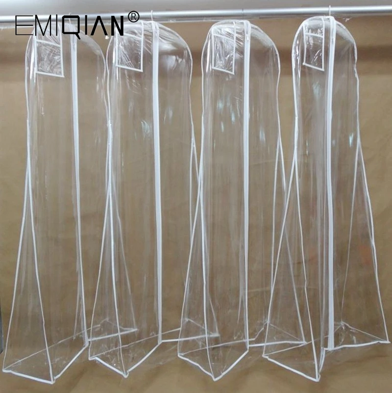 Length 180cm Transparent Wedding Dress Dust Cover Extra Large Waterproof PVC Solid Evening Clothing Garment Bags