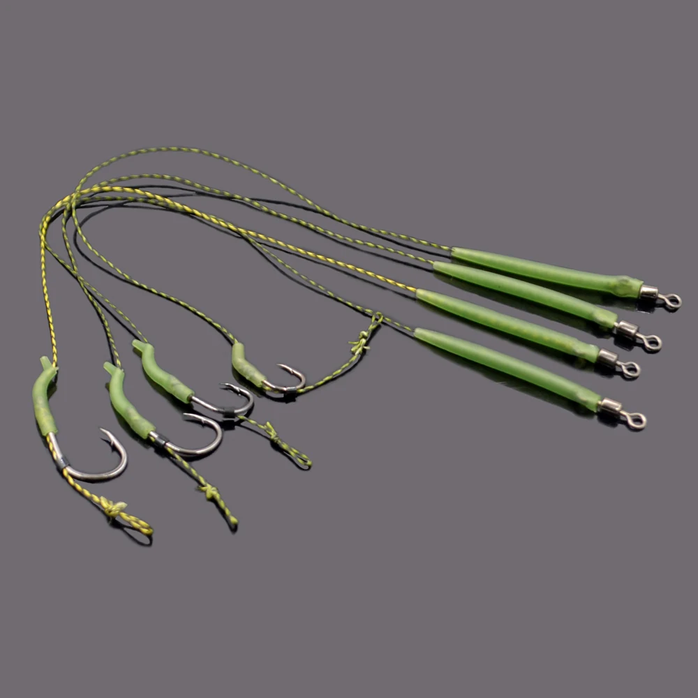 MNFT 8Pcs Carp Fishing Ready Tied Hair Chod Rigs Made Hair Combination Non-stick Coating Barbed Hooks Sizes 2# 4# 6# 8#