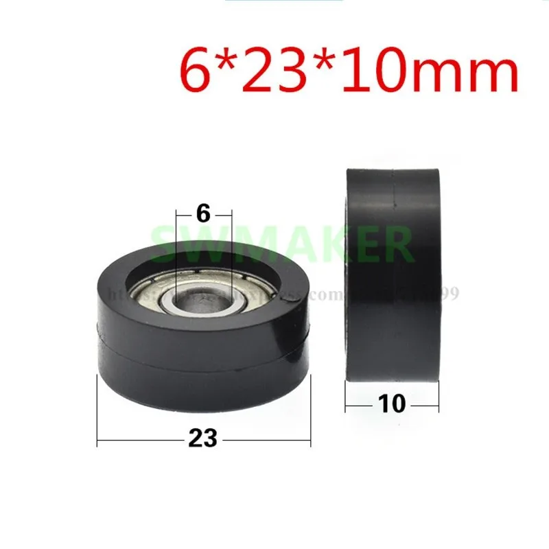 1pcs 6*23*10mm TPU polyurethane coated pulley, 626 bearing wheel, silent wear-resistant rolling guide wheel, flat roller