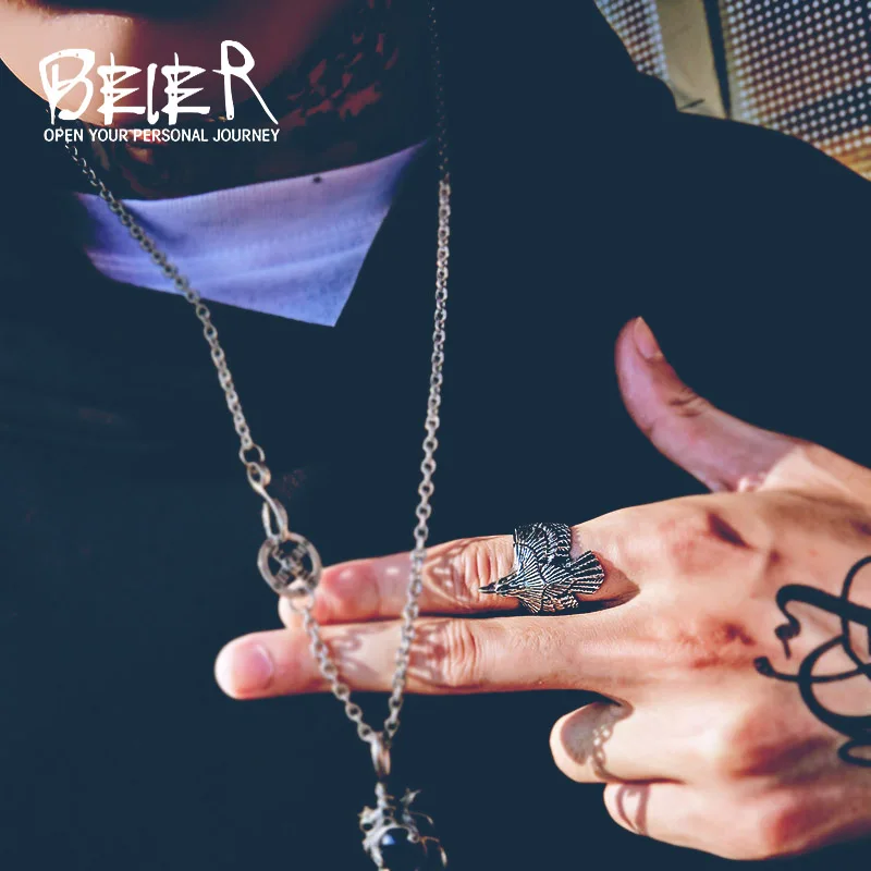 BEIER New Unique Jewelry Stainless Steel Biker Eagle Ring Man\'s High Quality USA Animal Jewerly BR8-299