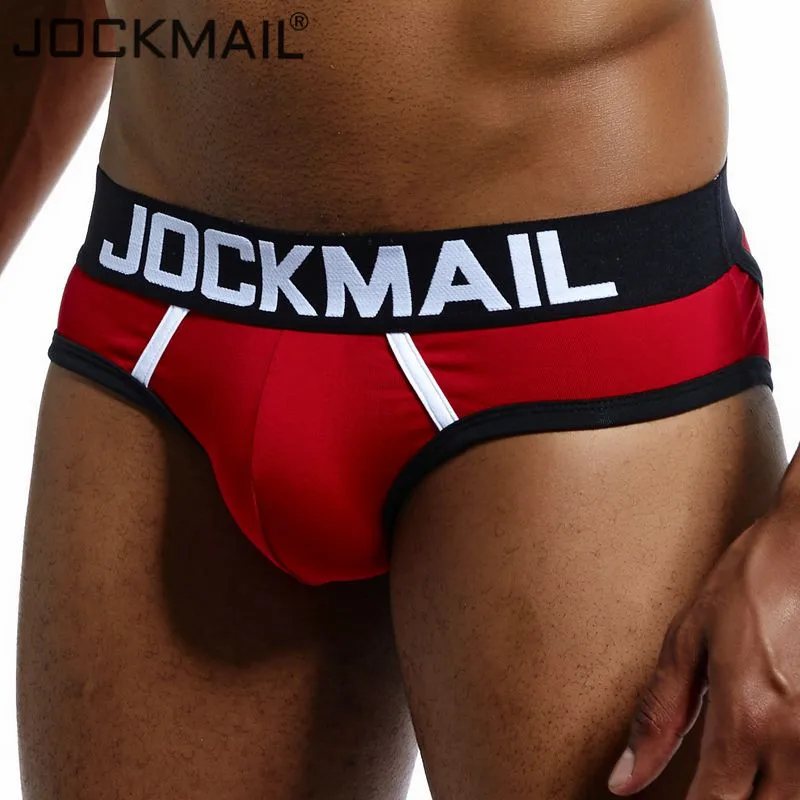 JOCKMAIL Brand Jockstrap G-strings Sexy open back Gay Men Underwear Pennis Briefs Male Short Thong Panties Slip Convex Thongs