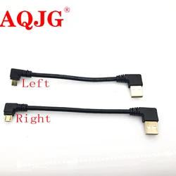 Gold plated 15CM short 90 Degree USB 2.0 to Micro USB B Male Cable Gold Plated Right Angle Data Sync and Charge Extender Lead