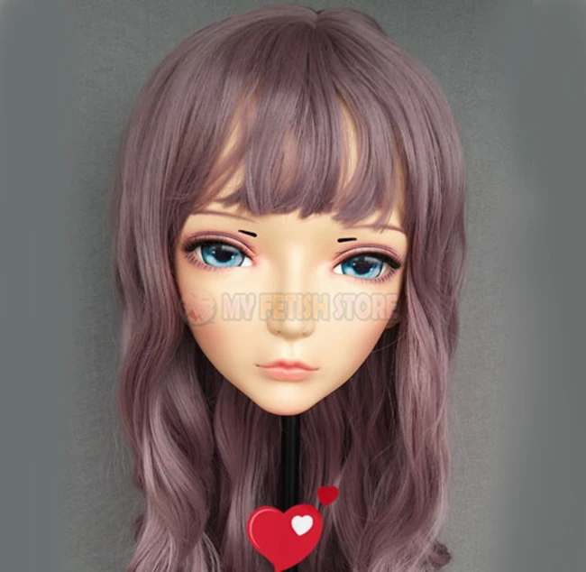 

(CHUN-2)Female Sweet Girl Resin Half Head Kigurumi BJD Eyes Crossdress Cosplay Japanese Anime Role Lolita Mask With Eyes And Wig