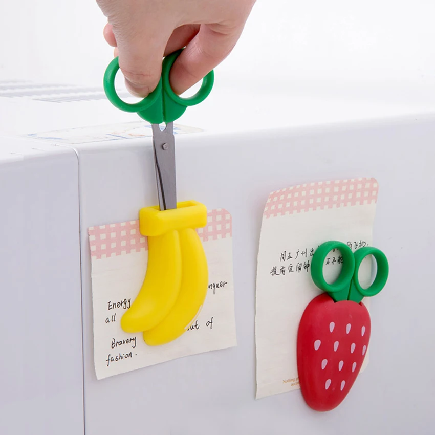 1PCS Mini Fruit Scissor With Magnetic Sticker Fridge Magnet Carrot Strawberry Banana Cute Small Safe Scissor