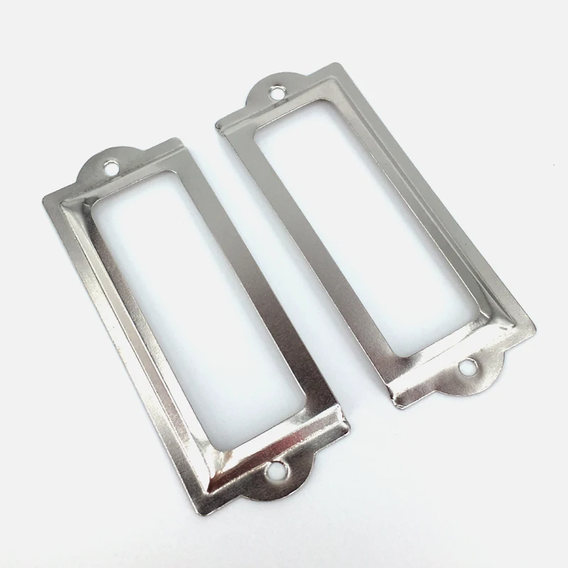 Vintage Silver Metal label holders for drawers - antique drawer pull Name card tag holder 83*33 mm