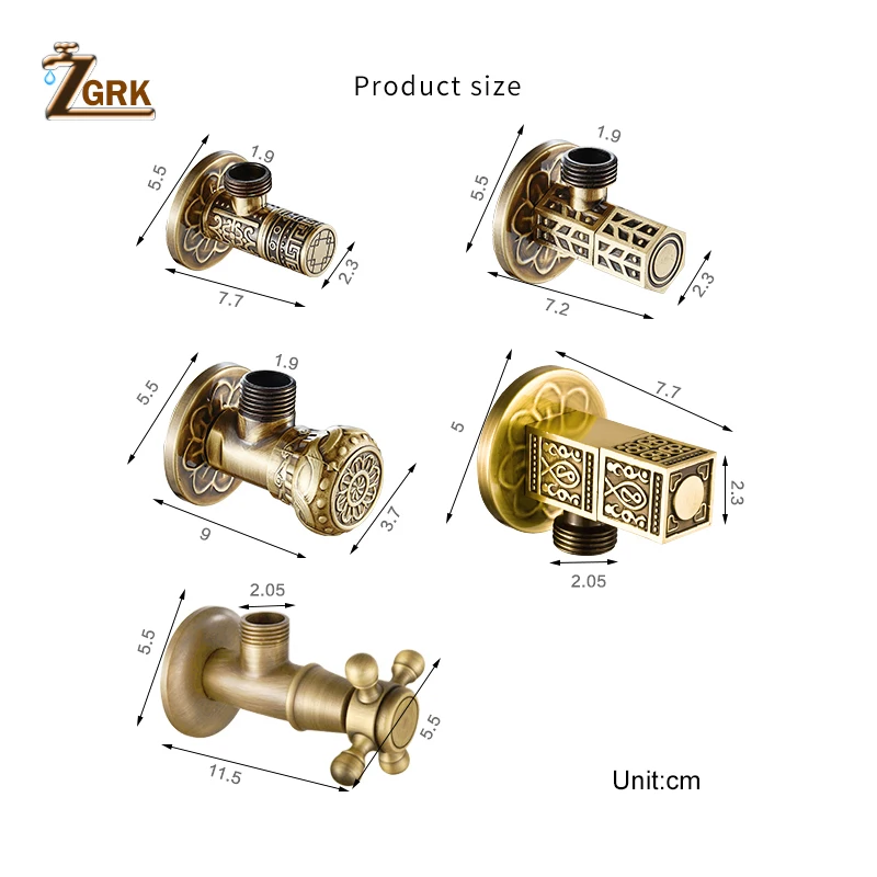 ZGRK Brass Water Valve Water Control Antique Filling Valve Toilet Accessories Water Check Valve Sewer Toilet Fittings