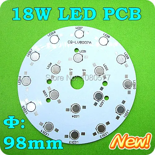 98mm 18w LED PCB, high power heat sink lamp plate, LV8007A 18W Aluminum base plate for DIY a LED lamp.