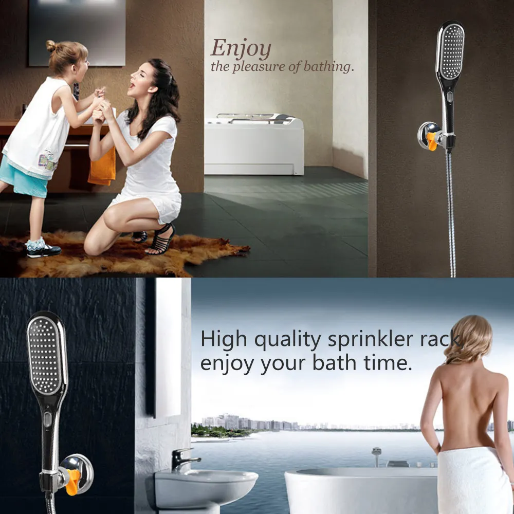 Universal Shower Rack Bathroom Wall Mount Adjustable Shower Head Holder Rack Electroplated Bracket Suction Cup
