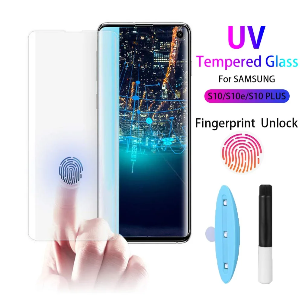 2Pcs UV Full Glue 3D 9H HD Clear Tempered Glass For Samsung Galaxy S23 S22 S21 S20 Note 10 20 S10 Plus Ultra Screen Protector