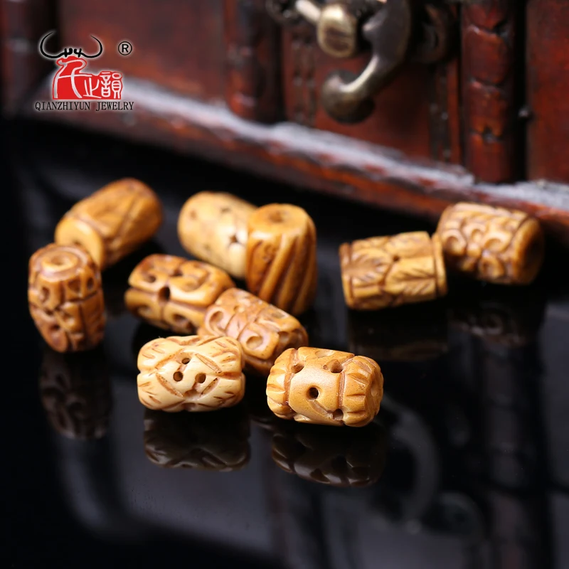 5PCS yak bone bead hand-chain necklace DIY scatter beads Handmade Carved Retro Fabric beads 9mmX13mm Tibetan style hole 1.5mm