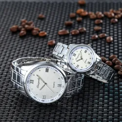 Montre de Couple de luxe pour hommes et femmes, tout en acier, bracelet, grand cadran, étanche, mode, horloge glacée, cadeau, 2022