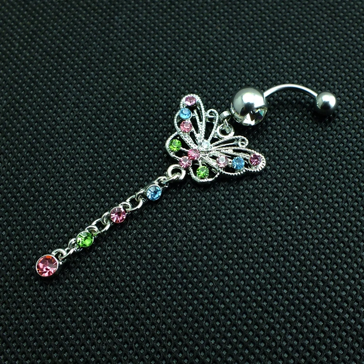 Body Jewelry Colorful Butterfly Piercing Industrial Piercing Nombril Sexy Navel Ring Belly Button Ring Pircing Ombligo Pirsing