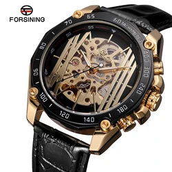 2019 Fashion Forsining Top Brand Military Sport Clock Design Automatic Transparent Leather Skeleton Mens Mechanical Wrist Watch