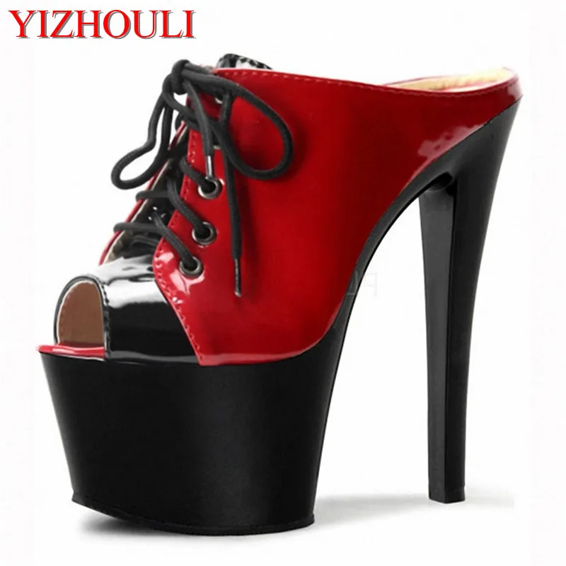 

Beautiful summer sandals for women 7 inches front lace-up shoes, banquet 17 cm heel high women's fashion high heel sandals