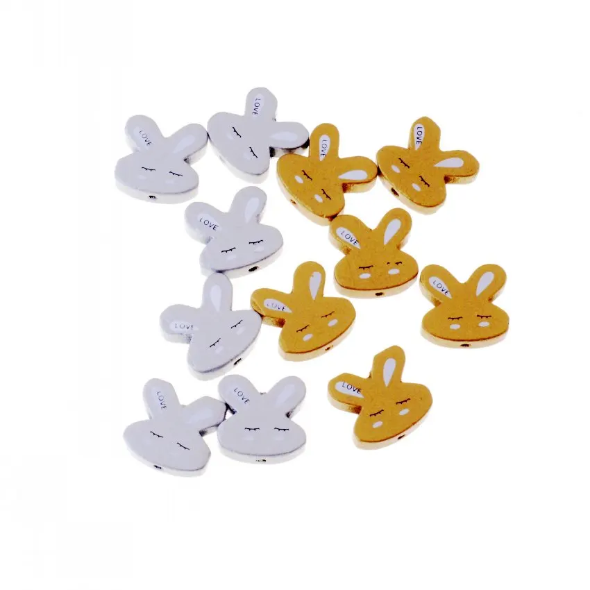 Free Shipping 20pcs Wooden Beads Lovely Rabbit Styles Spacer Beading Wood Beads Toys For Baby DIY Crafts Kids Toys 20x19mm