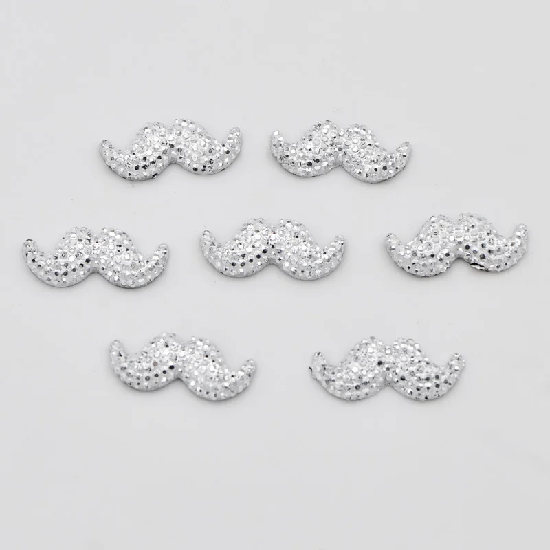 DIY 80pcs 6*17mm Resin Silver Beard Flatback Rhinestone Child Scrapbooks/wedding F213