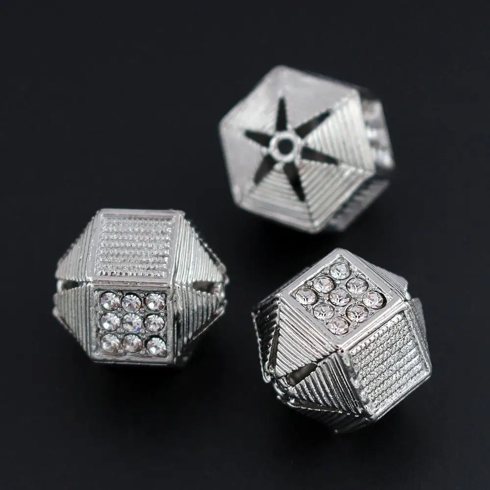 10pcs African Dubai Gold Spacer Beads Rhinestone Beads DIY Findings for Indian Nigerian Men Women Wedding Jewelry Set