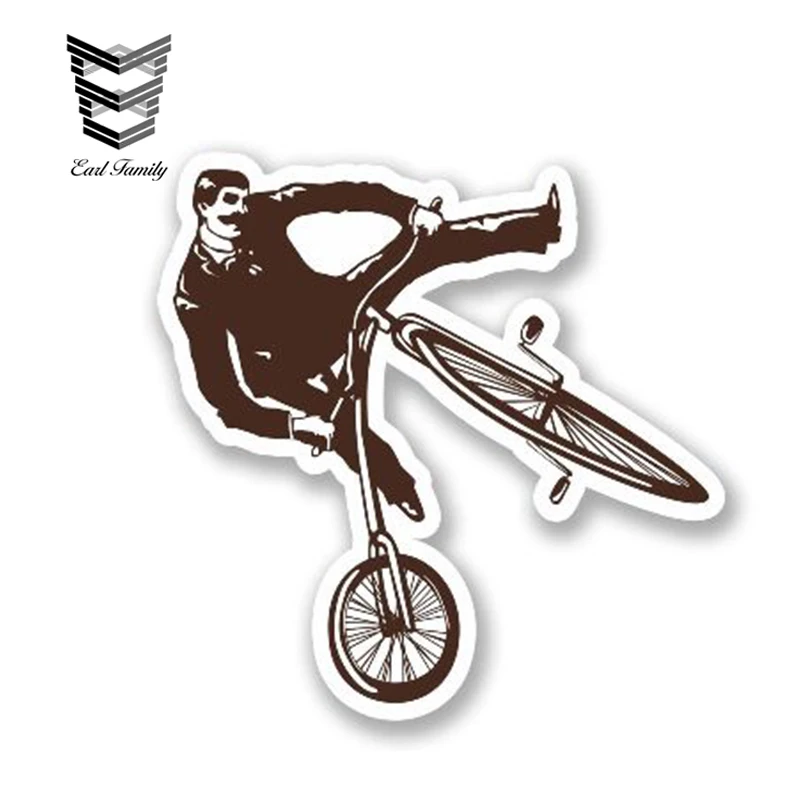 EARLFAMILY 13cm x 12cm Stunt Bike Rider BMX Vinyl Sticker for Window Bumper Trunk Decoration Car Styling Waterproof Car Stickers