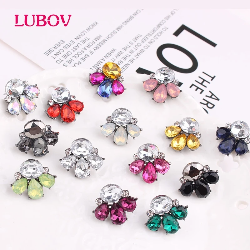 Mini Colorful Crystal Piercing Earrings Rhinestone Decoration Opal Stone Stud Earrings Trendy Women Wedding Gift Jewelry