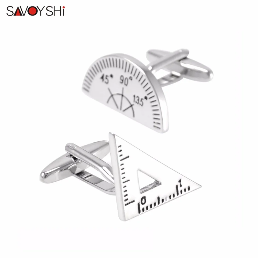 SAVOYSHI Protractor&Triangle Rule Mix Cufflinks for Mens Brand Cuff bottons High Quality Cuff links Fashion Men Jewelry