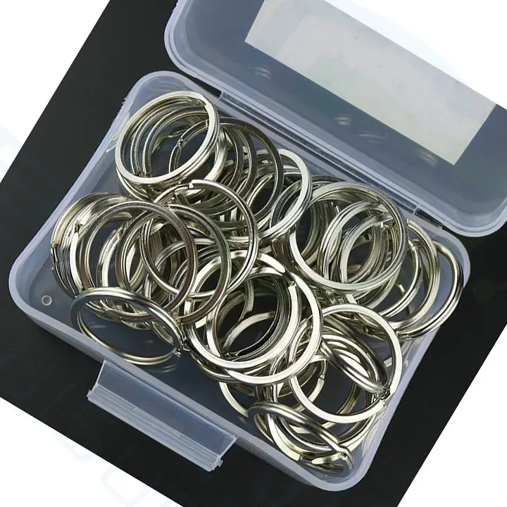 Llavero redondo dividido para hombre, llavero con brújula de níquel de 16MM de diámetro, conector
