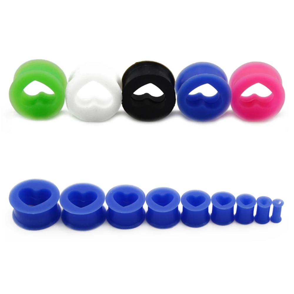 Showlove-1Pair Silicone Different Shape Ear Flesh Tunnel Hollow Ear Plugs Gauge earrings Expander Piercing Body Jewelry 4mm-20mm