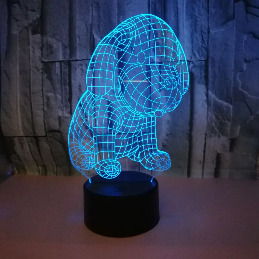 

New Puppy 3d Small Lamp 7 Color Touch Stereovision 3d Light Fixtures Gift Children Birthday Gift 7 Led Night Light