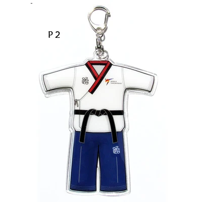 12pcs/lot) New poomsae dobok keychains taekwondo v neck 4 colors doboks key chains gifts for childrens students wholesale