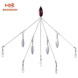 Bassdash Umbrella Fishing lure Rig 5 Arms Alabama Rig Head Swimming Bait Bass Fishing Group Lure Snap Swivel Spinner , 18g