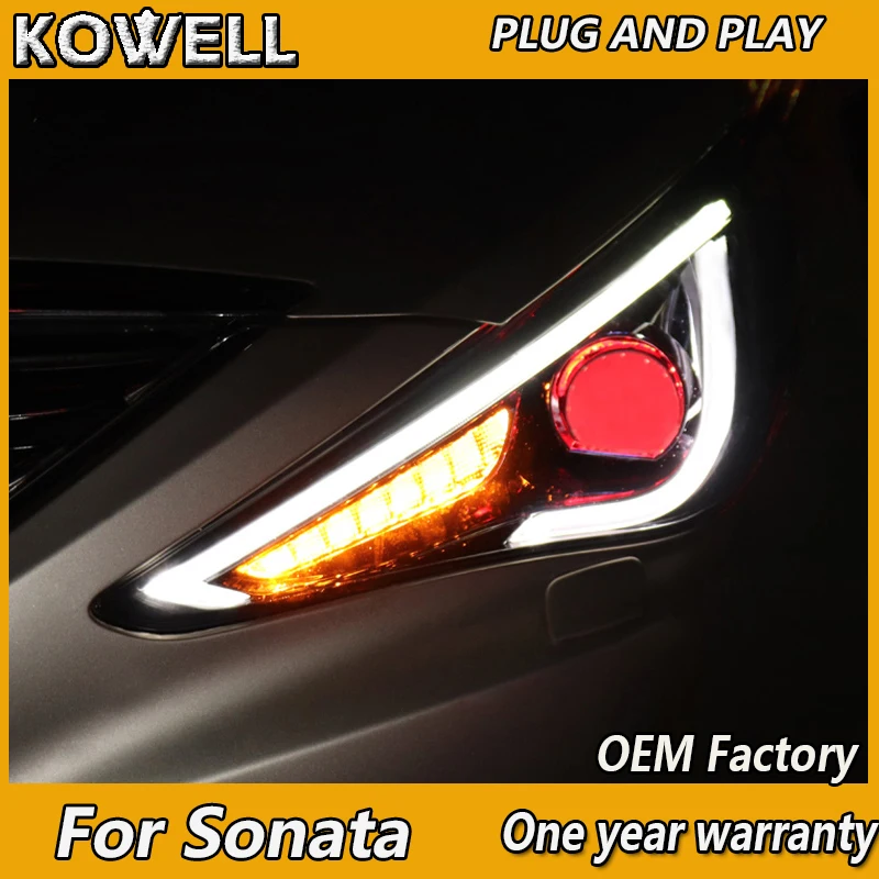 

KOWELL Car Styling for Hyundai Sonata Headlights 2011 2012-2015 Sonata 8 Headlight LED Bar DRL Bi Xenon Lens Moving Turn Signal