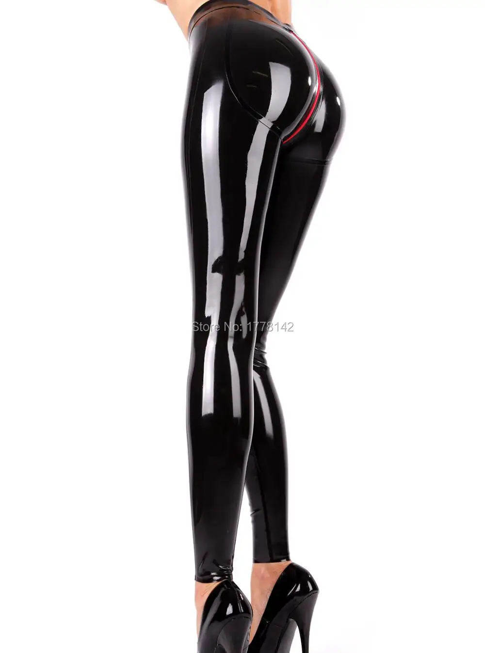 Women Latex Leggings Women Sexy Skinny Trouser 3D cut Hips Crotch Zip