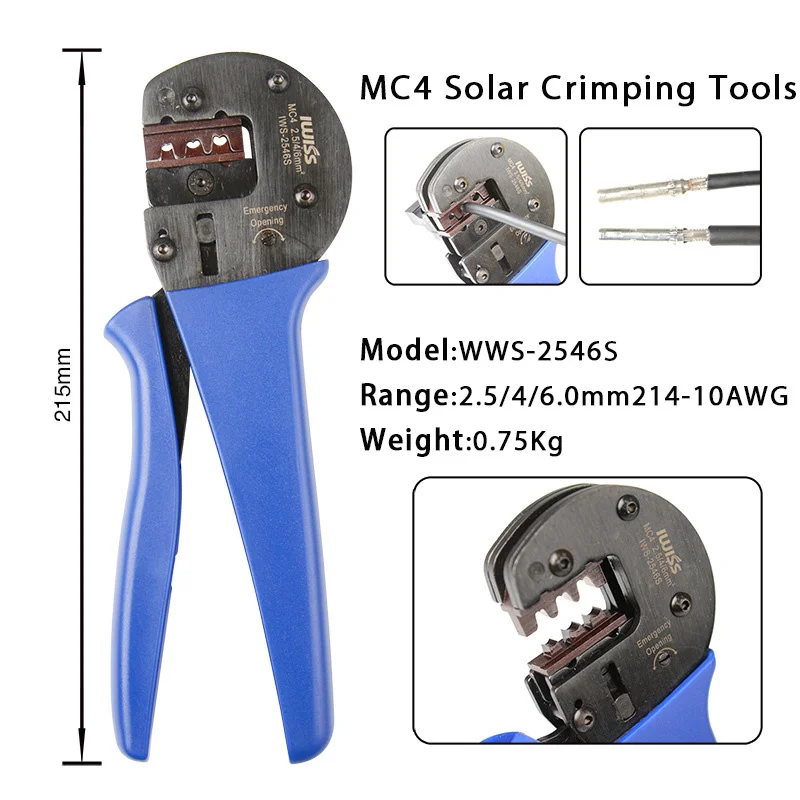 Solar Crimping Tools for AWG 14-10(2.5/4/6.0mm²) Solar Panel PV Cables Hand Crimper Plier connector tool