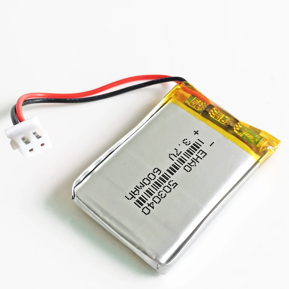 3.7V 600mAh Lithium Polymer Lipo Rechargeable Battery + JST XH