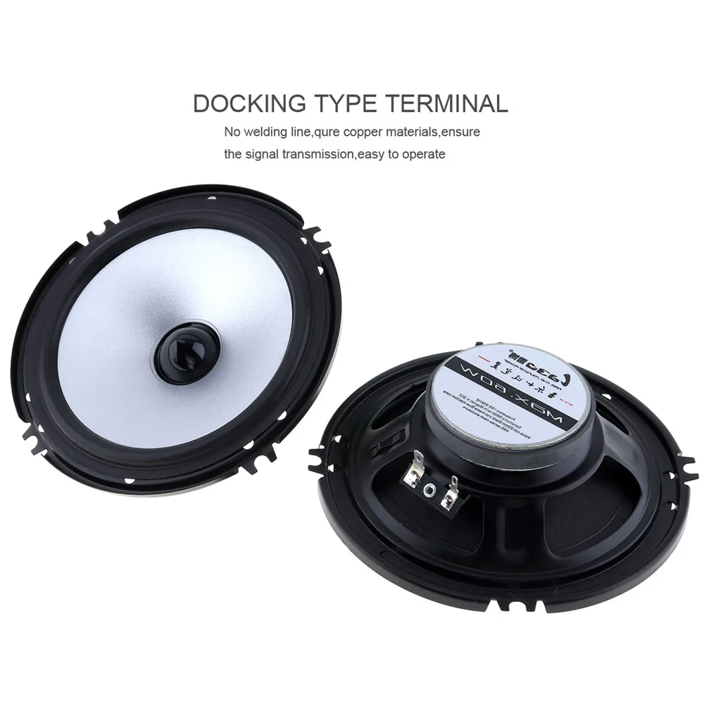 2pcs 6.5 Inch Car Speaker 60W 88dB Auto Car Coaxial HiFi Speakers Vehicle Audio Music Full Range Frequency Speaker Loudspeaker