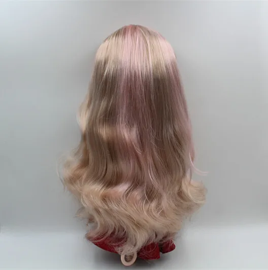 Blygirl Blyth doll Pink gold mixed Liu Hai curly hair nude doll joint body 19 joint DIY doll can change makeup