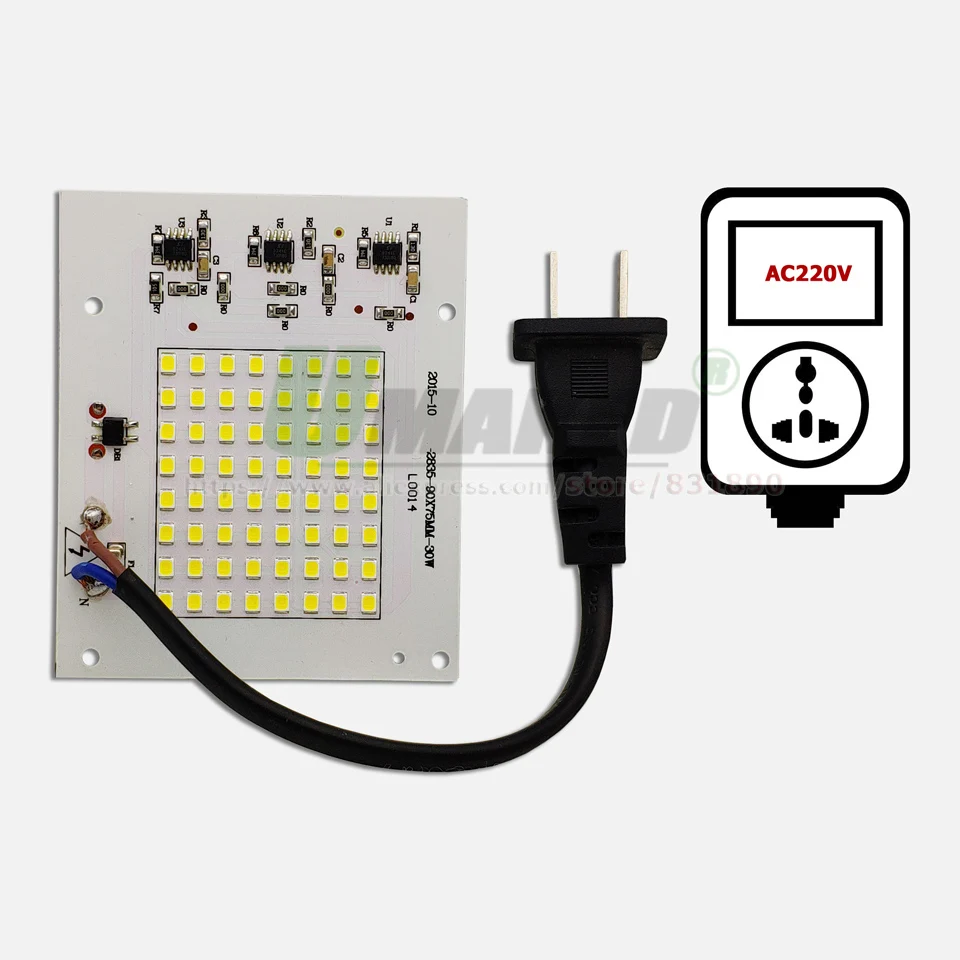 AC220V LED PCB 10W 20W 30W 50W 100W Floodlight Aluminum Plate White/Warm SMD2835 Smart IC Driver Module For Spotlight Lamps DIY