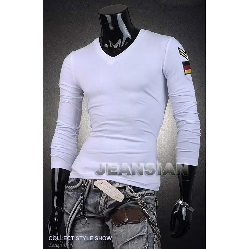 Fashion Long Sleeve T Shirts Men Classics Armband Casual T-shirts Male Slim Fit Tees S-XXXXXL C057 Hot Sale Man\'s Spring Autumn