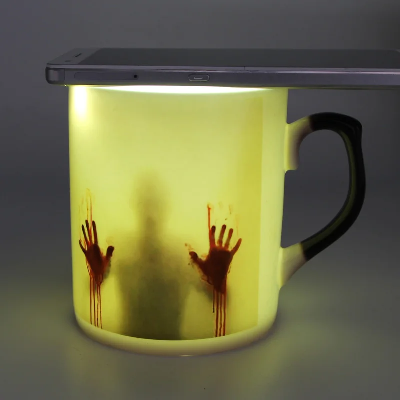 Zombie Color Changing Coffee Mug, Heat Sensitive Tea Cup, Bloody Hands Surprised Gift, Bone China, Drop Shipping