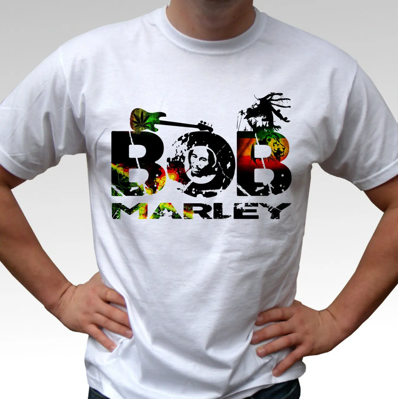 

Bob Marley Design White T Shirt Rasta Reggae Top Mens 2019 New Fashion Brand Clothing O-Neck Teenage T-Shirt Cool Tee