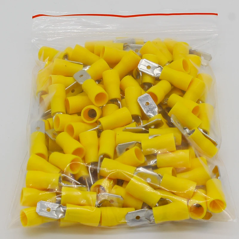 MDD5-250 MDD5.5-250 male Insulated Spade 100PCS/Pack Quick Connector Terminals Crimp Terminal AWG MDD