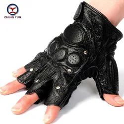 CHINGYUN New Tactical Gloves Men's Outdoor Fishing Cycling Anti Slip Wear-Resistant Breathable Half Finger Leather Gloves 8099