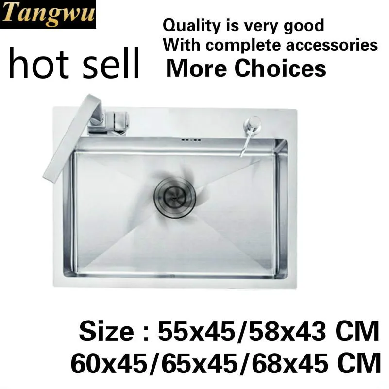 

Free shipping Hot sell mini standard kitchen manual sink single trough durable 304 stainless steel 55x45/58x43/60x45/68x45 CM