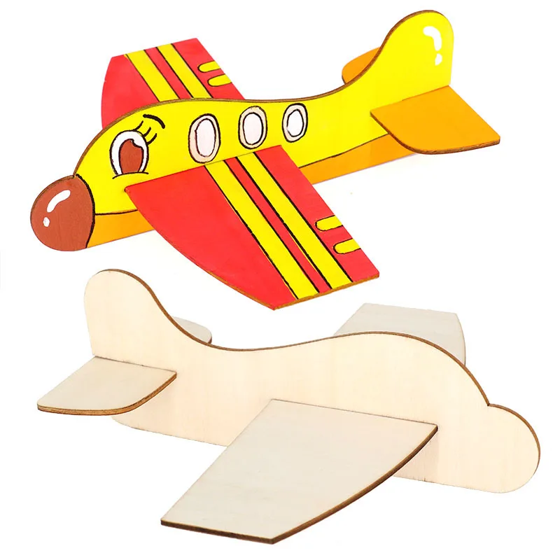 Leere Holze insatz Puzzle Flugzeug Rakete DIY Spielzeug Modell Kindergarten Kinder Malerei Graffiti Material Lernspiel zeug