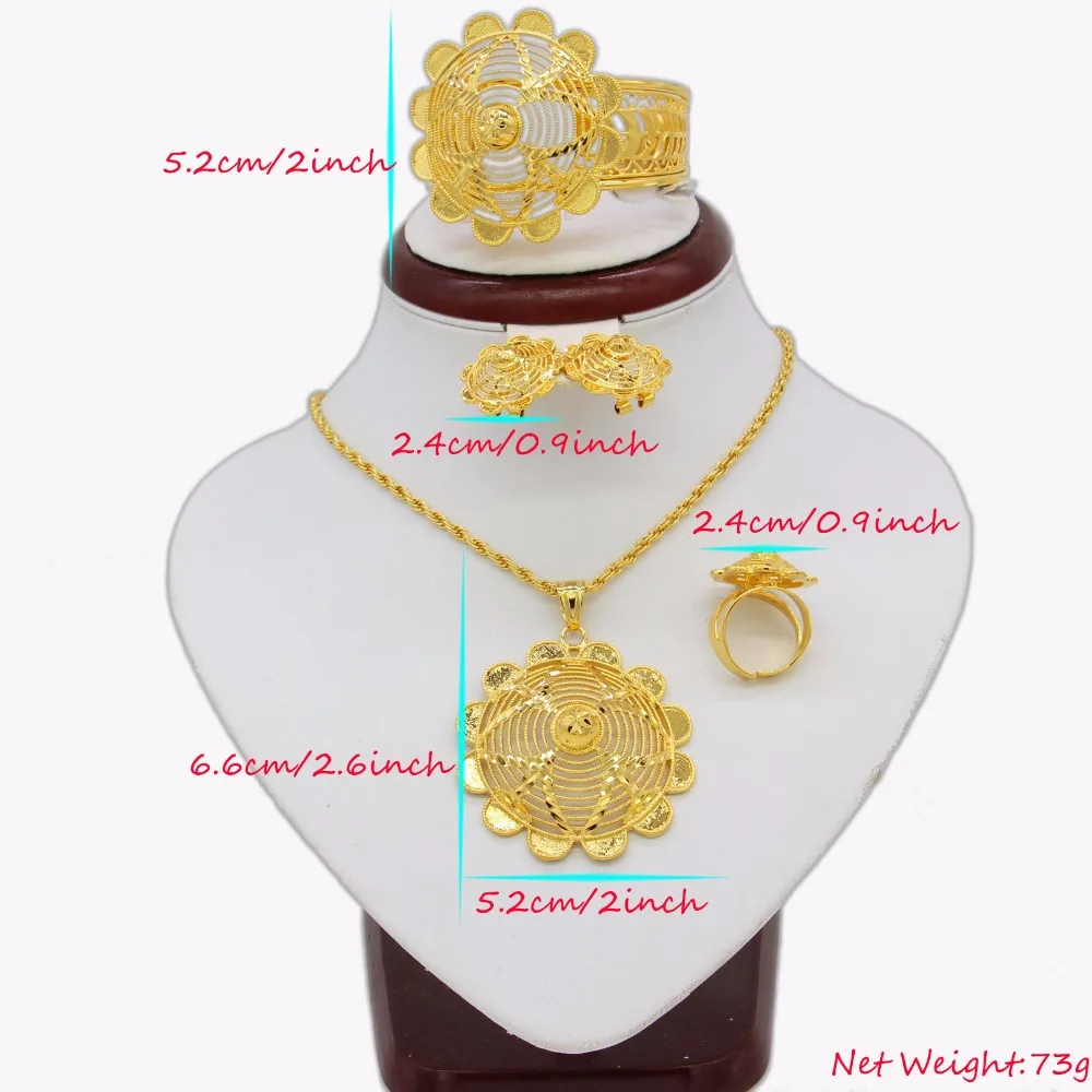 Adixyn New Flower Desigh Ethiopian Jewelry Sets For Women Gold Color & Copper African Eritrean Habesha Big Size Wedding Gifts