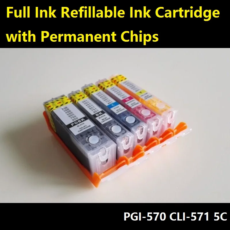 

INK WAY Full dye ink, PGI-570 CLI-571 Chipped Refillable Ink Cartridges for MG5750 MG5751 MG5752 MG5753 MG6850 MG6851 MG6852