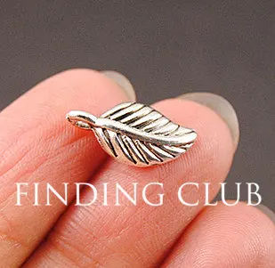 100 pcs Wholesale Pendant for jewelry making  Silver Color Plated Mini Leaf Metal Charms 15x17mm A802