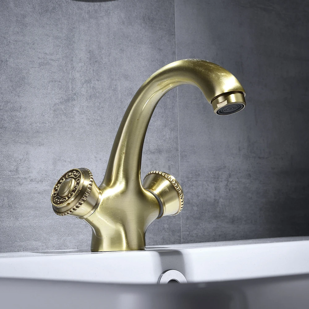 

Bathroom Faucet Solid Brass Deck Mount Basin Faucet Hot Cold Single Hole Basin Crane Tap Sink Mixer Tap basin Torneira 2 colors