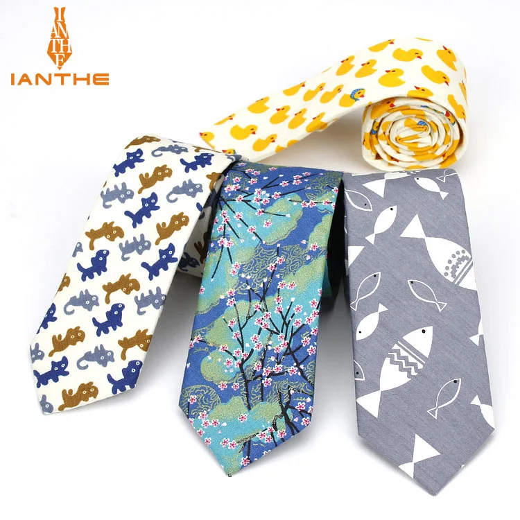 Men's Suit Animal Pattern Tie Classic Men's Printed Necktie Formal Business Anchor Bowknots Ties Male Cotton Skinny Slim Ties