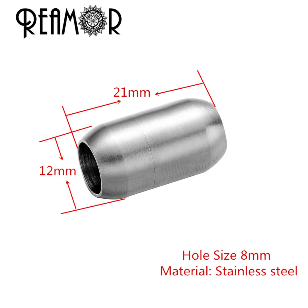 REAMOR Jewelry Findings Hole 6/8mm 316l Stainless Steel Leather Bracelet Magnetic Clasp DIY Jewelry Magnet Buckle Wholesale 3PC